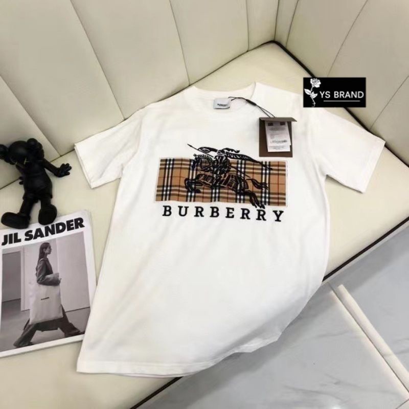 Áo Thun cotton Ngắn Tay In logo Burber Thời Trang Cho Nam / Nữ