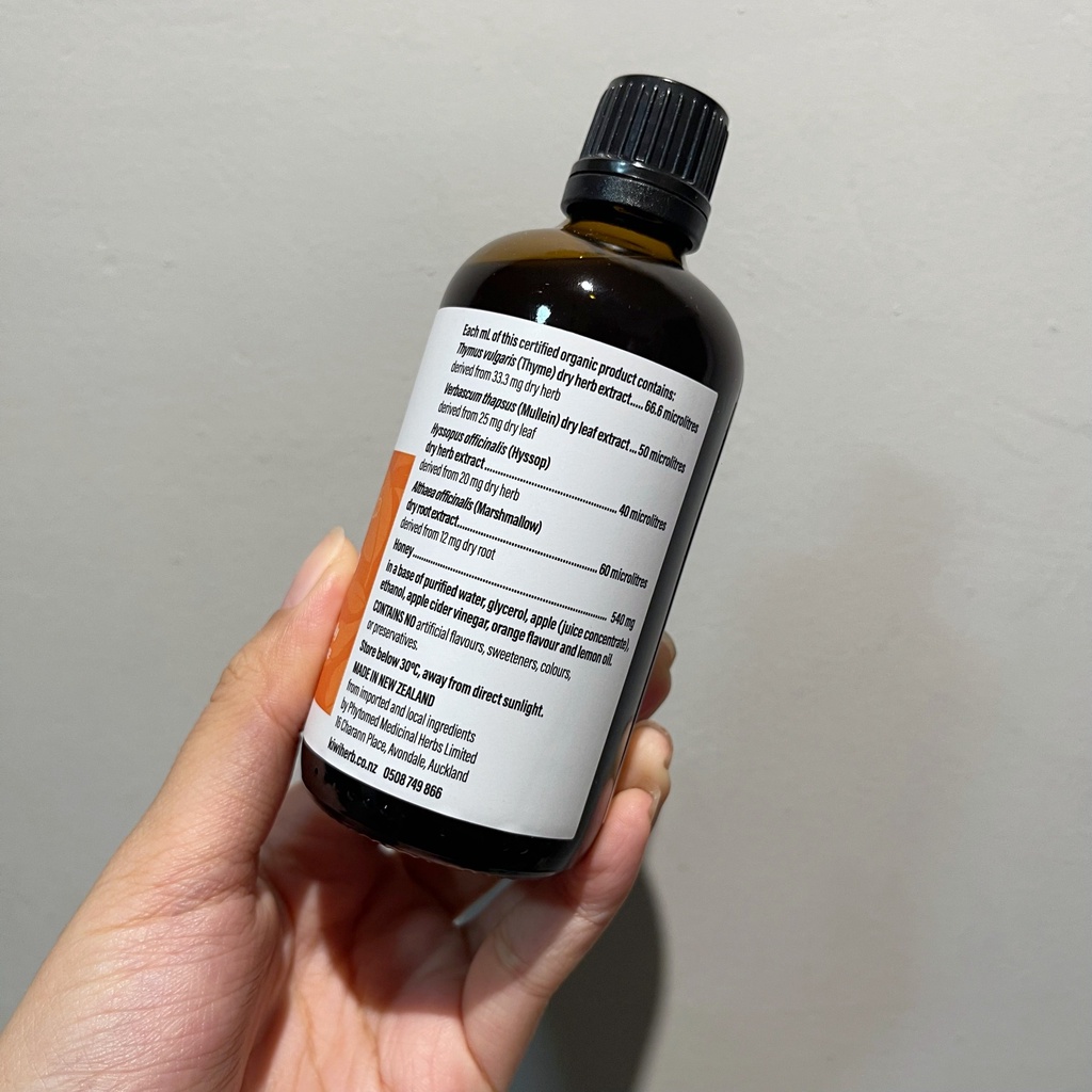 Siro giảm ho đờm Kiwiherb Children’s Organic Chest Serup New Zealand 100ml