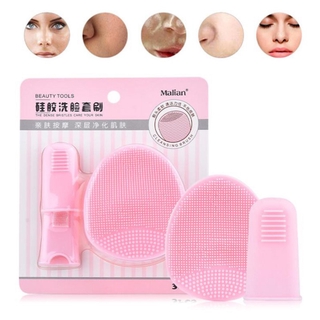 (hàng Mới Về) Set 3 Cọ Rửa Mặt Bằng Silicon Đeo Ngón Tay Tiện Dụng