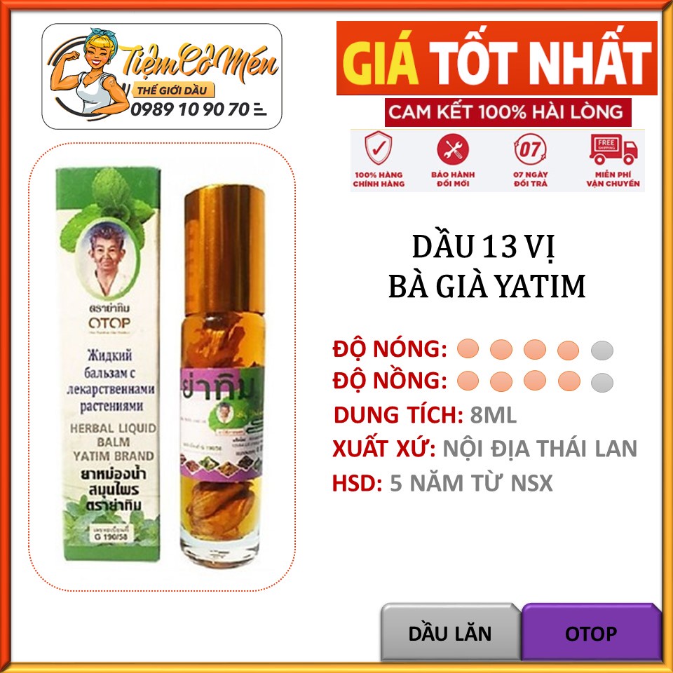 Dầu lăn 13 vị thảo dược Thái Lan - 8ml - Mùi nhẹ nhàng thư giãn