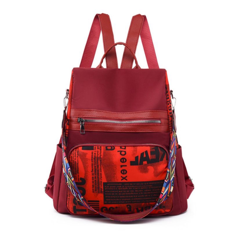 Balo nữ vải dù chống thấm phối chữ siêu trẻ trung mã BL02