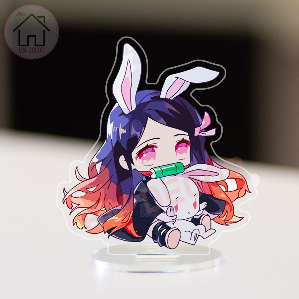 Mô hình nhân vật anime Demon Slayer Thanh Gươm Diệt Quỷ chibi bằng arcrylic decor góc học tập để bàn làm việc 8cm