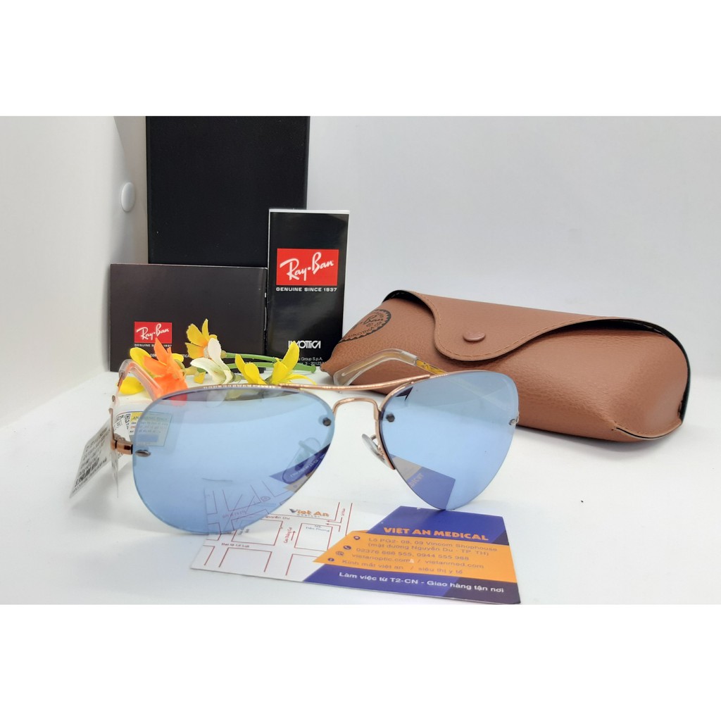 kính mát rayban tráng gương xanh 3449_9035/1U_591IT chính hãng Thanh Hóa