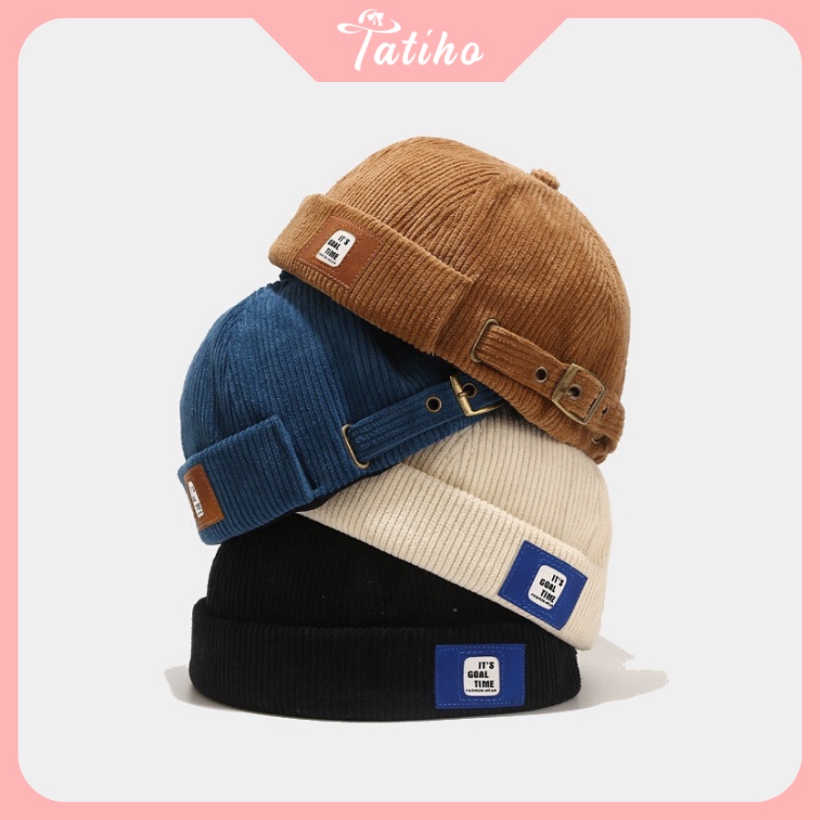 Mũ Miki Hat (Nón Tròn Dưa Hấu) Không Vành Nhung Cao Cấp Unisex Phong Cách Nhật Bản - Tatiho - Mã NV035