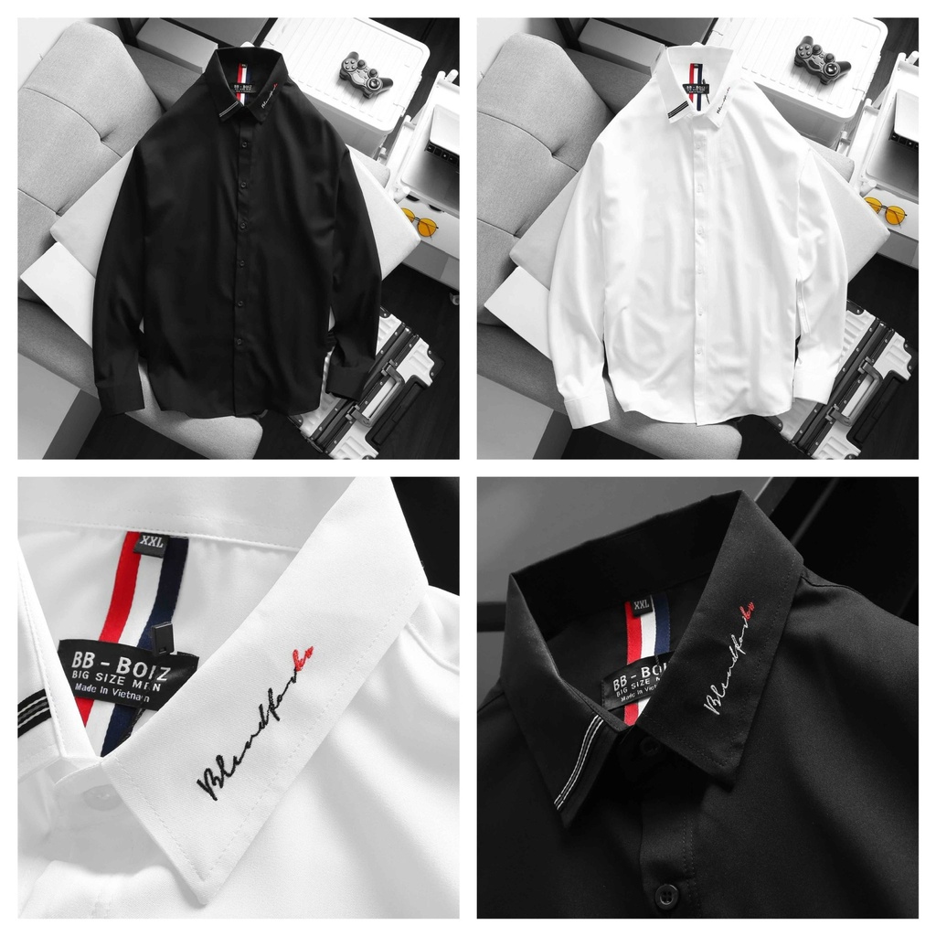 BIGSIZE - Áo sơ mi nam chữ ký mẫu 11 thời trang form 80-130kg