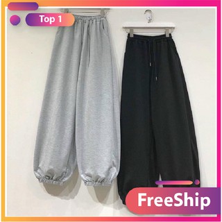 Quần nỉ ống BOOM Unisex - Jogger thun trơn cạp chun dáng rộng PT5, mặc ở nhà đi ngủ ulzzang HOT