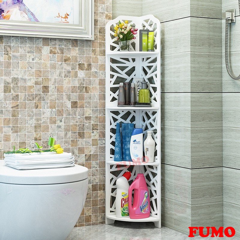Kệ góc tường đa năng kệ nhà tắm 4 tầng gỗ PVC cao cấp chống nước FUMO SP024