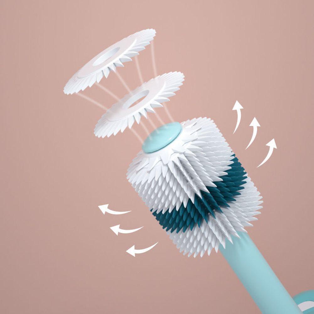 AUGUSTINA Bàn Chải Đánh Răng Silicon Xoay 360 Độ Tay Cầm Ngắn Dễ Thương Cho Bé