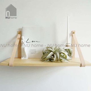 nuhome.vn | Kệ treo tường đơn giản, kệ dây treo bằng da decor trang trí độc đáo