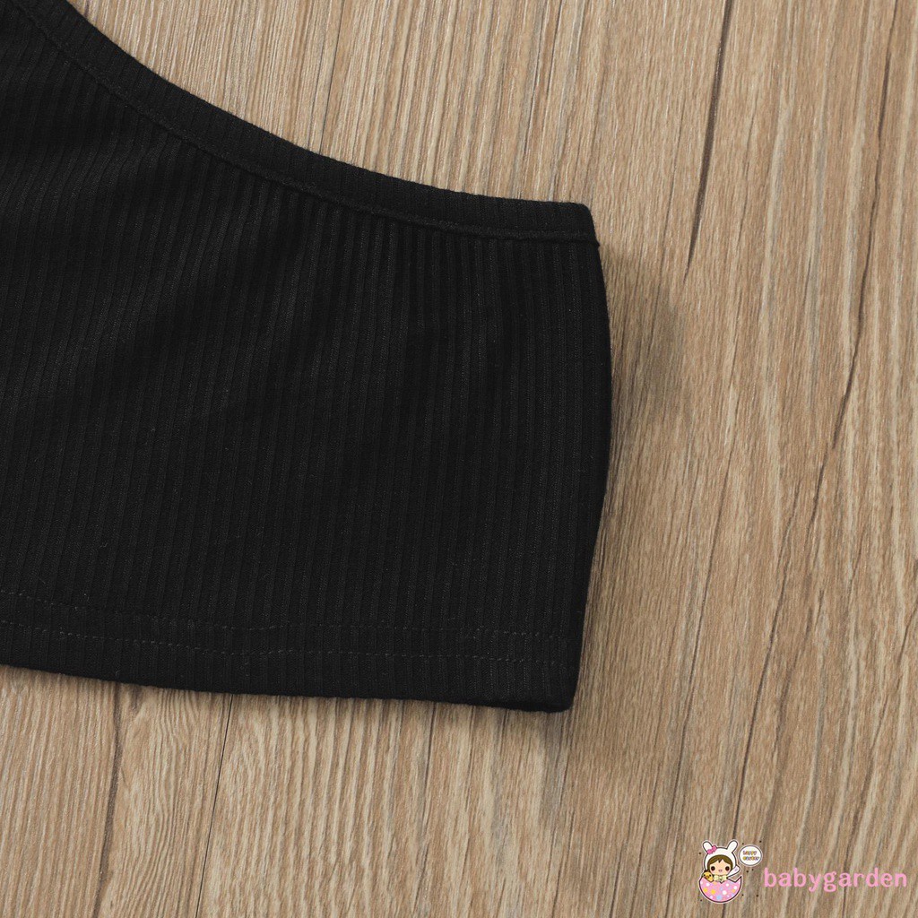 Babygarden Bộ Áo Hai Dây + Quần Short Họa Tiết Da Báo Màu Trơn Thời Trang Cho Bé Gái