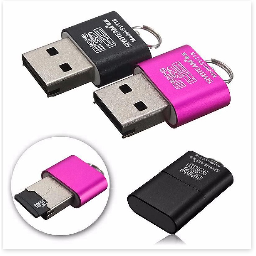 Đầu đọc thẻ nhớ  SALE ️  Đầu đọc thẻ nhớ USB 2.0 cho Micro TF, thiết kế nhỏ gọn, có thể dùng treo móc khóa 7282