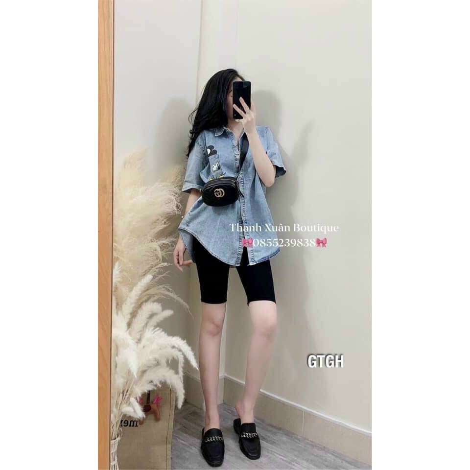 Áo Jeans bò thêu NY - Áo bò Mickey fom thụng xinh cá tính bán theo phân loại