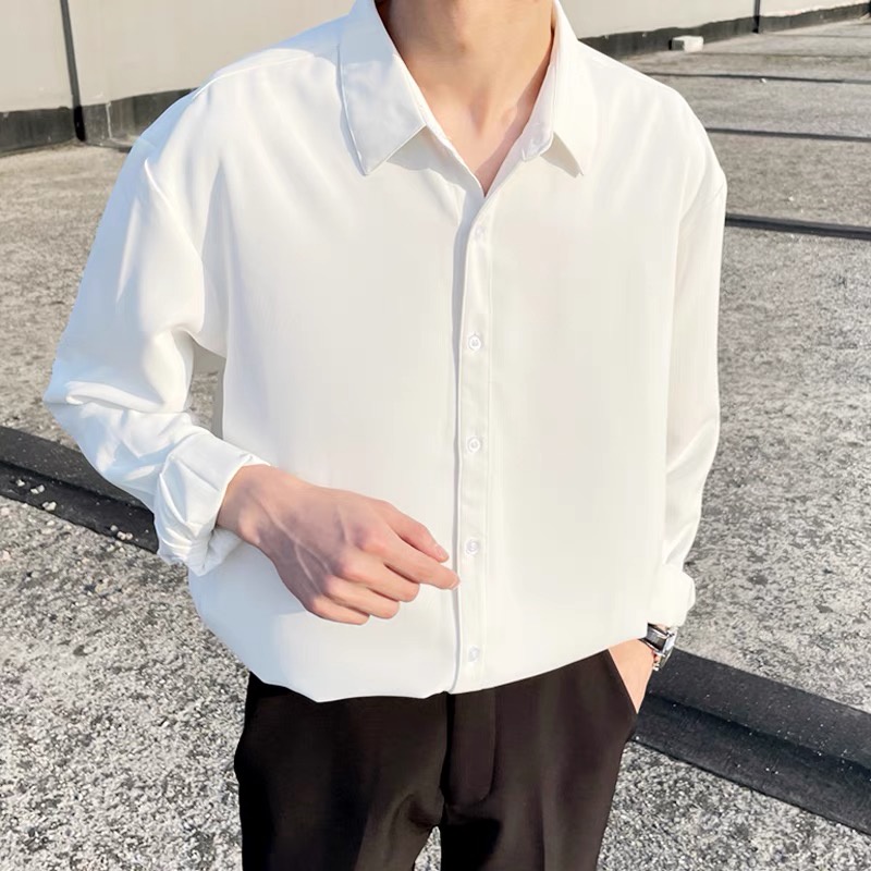 Sơ mi nam dài tay trắng ,đen cổ bẻ hàng chuẩn xuất,chất liệu co giãn,fom ôm dáng slim body thiết kế trẻ trung | BigBuy360 - bigbuy360.vn