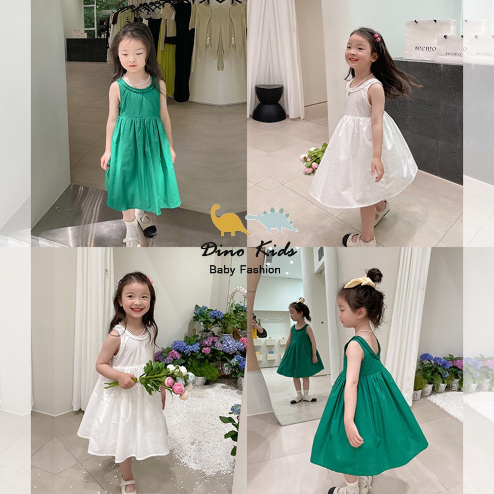 Váy babydoll hở lưng bé gái chất thô, váy thô nến sát nách thiết kế cổ sang chảnh cho bé