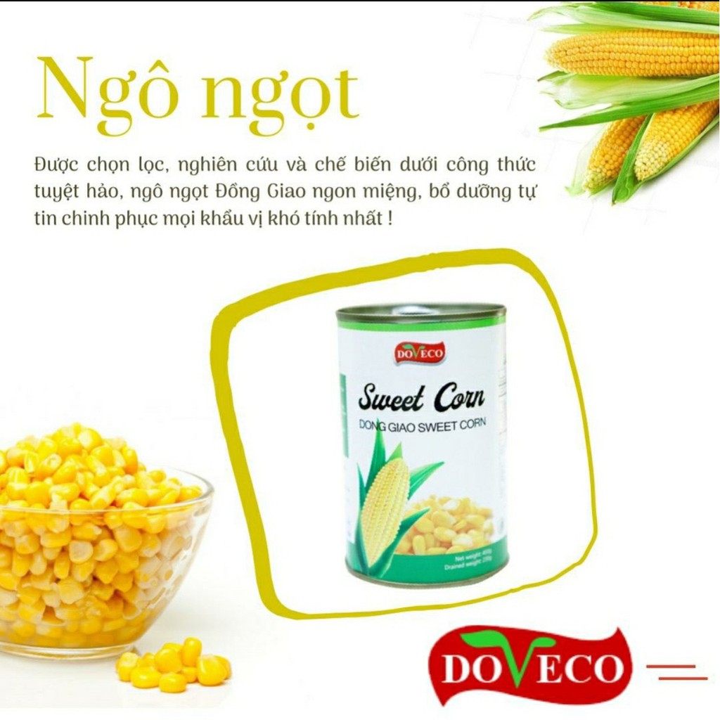 Lon 450gram Ngô Hạt Doveco, ngô nguyên hạt, ngô ngọt thơm ngon bổ dưỡng