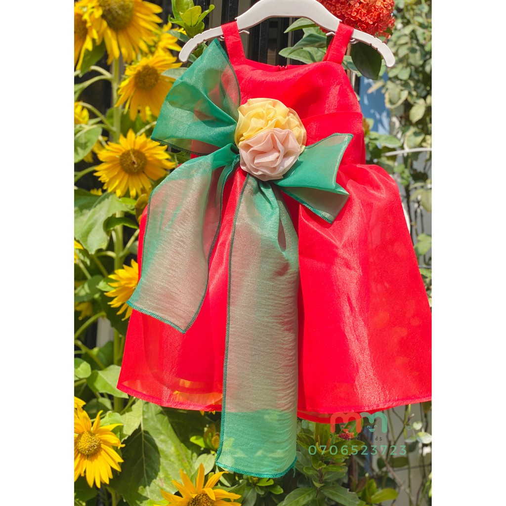 Đầm công chúa dự tiệc xinh xắn cho bé gái, đầm thiết kế chất liệu Organza cao cấp cho bé 8kg đến 21kg