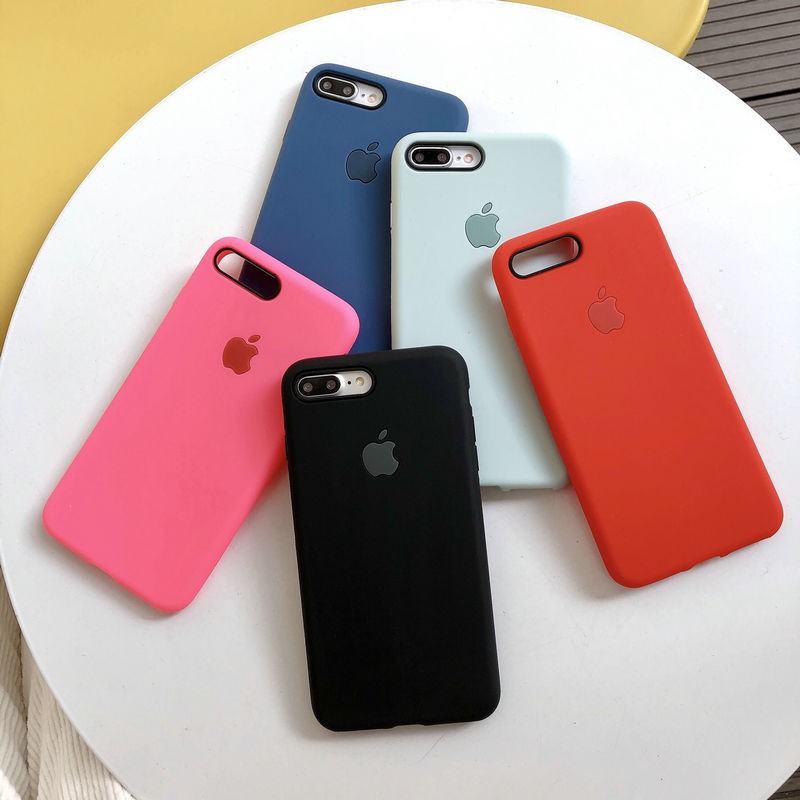 ốp lưng iphone chống bẩn mịn màu trơn có logo apple ốp iphone 6 6s 7 8 plus x xs xr xs max - n60