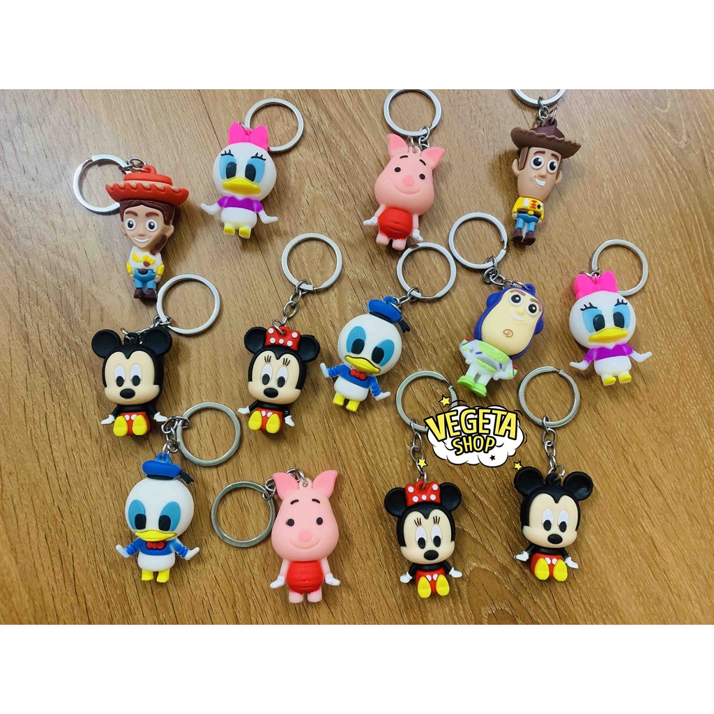 Móc chìa khóa Disney - Mô hình PVC Toy Story Vịt Donald Chuột Mickey Lợn Piglet Buzz Lightyear Sheriff Woody Jessie