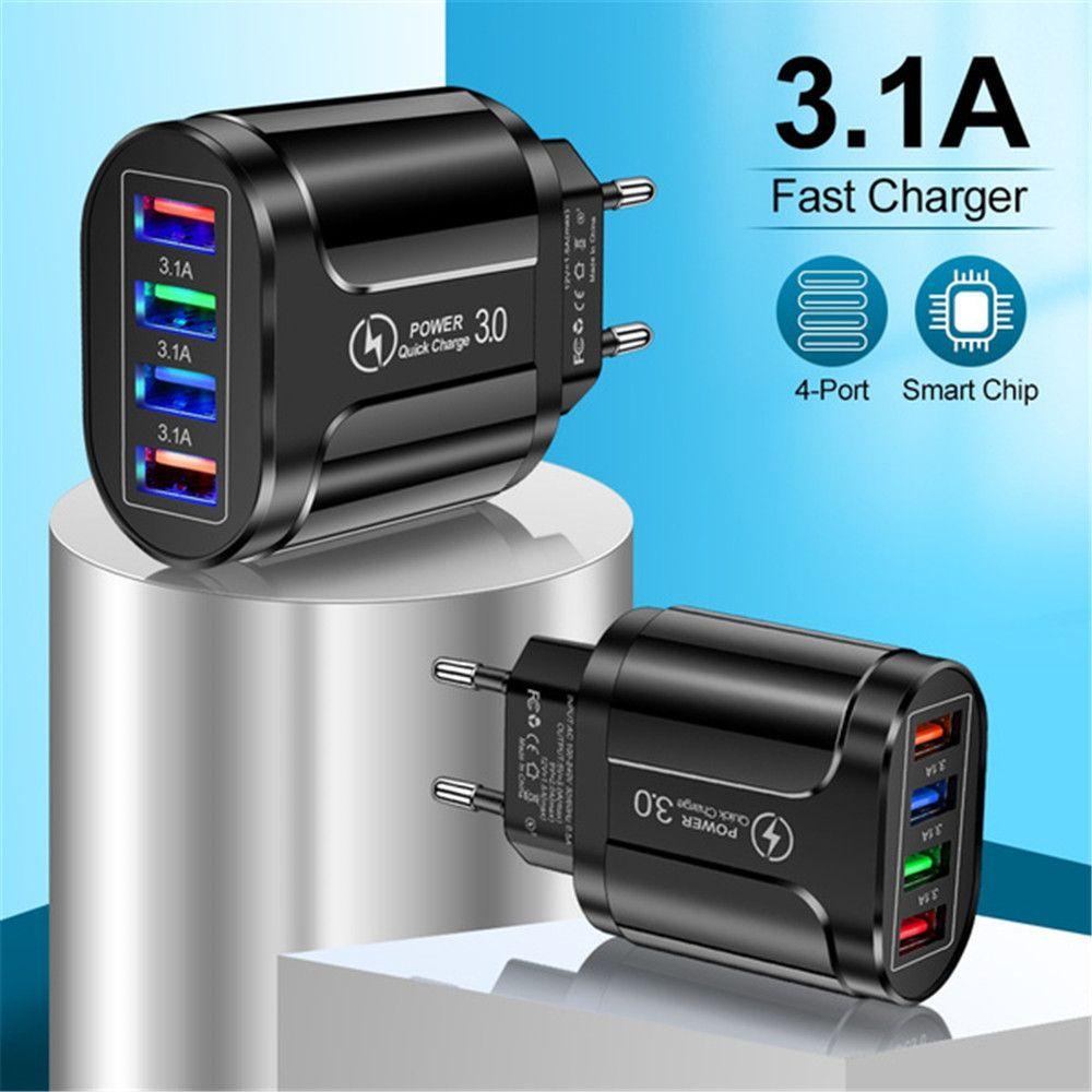 Cốc Sạc Nhanh 4 Cổng USB Có Đèn LED Nhiều Màu Sắc
