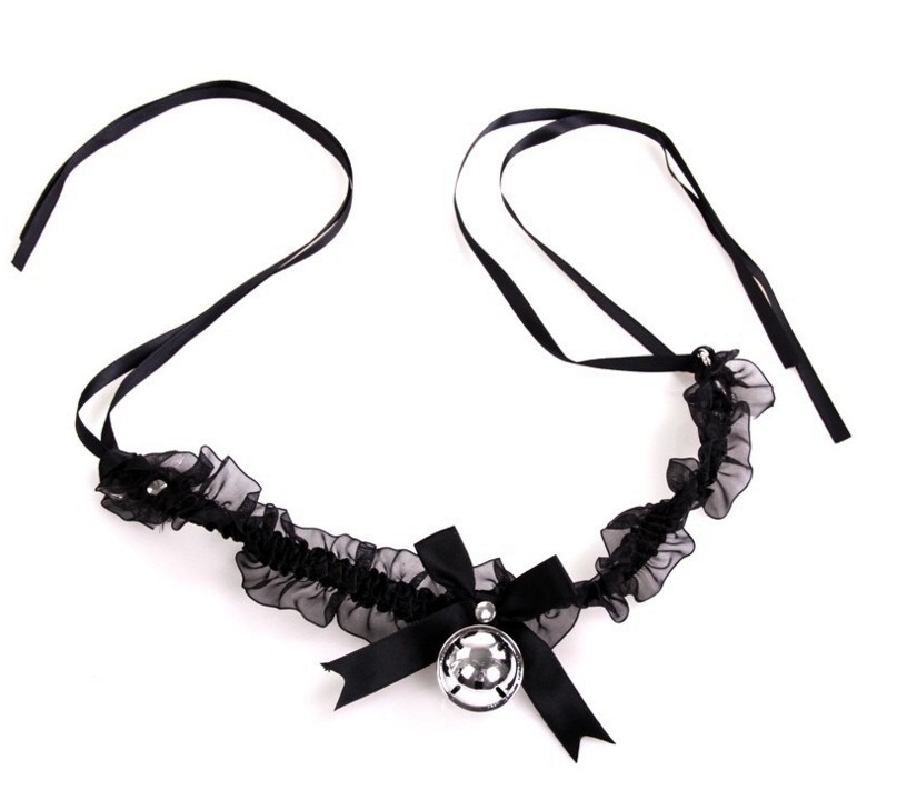 Vòng Cổ Choker Ren Đính Chuông / Nơ Dễ Thương Có Thể Điều Chỉnh Phong Cách Gothic Cho Nữ