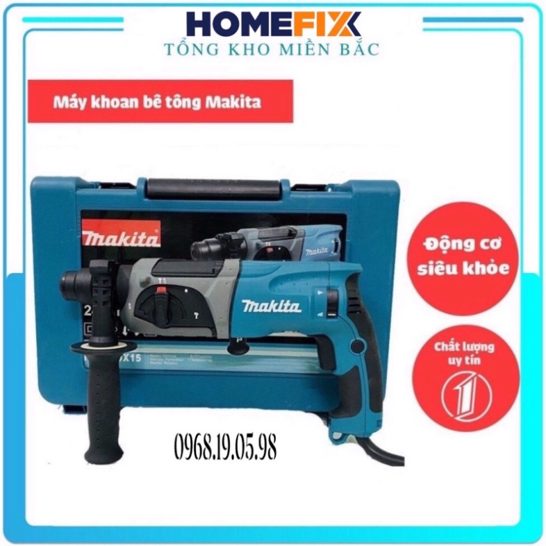 Máy khoan sắt bắt vít đục tường bê tông Makita HR2470 chính hãng đa chức năng mini giá rẻ dùng điện cầm tay