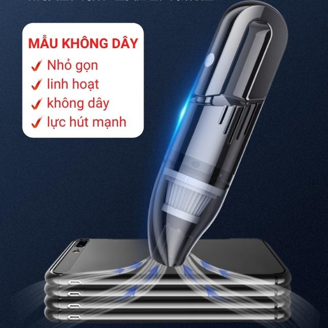 Máy Hút Bụi Cầm Tay Mini Không Dây Ô tô Oto Xe Hơi Hút Bụi Vệ Sinh Nhà Cửa Nhiều Đầu Nối XCQ 12C