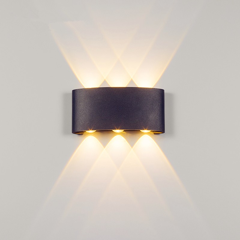 Đèn Tường LED Hắt Sáng Hai Đầu, ánh sáng màu,sáng vàng,công xuất 6W Vỏ Nhôm Đúc_Hàng Chống IP65 Nước_Bảo Hành 2 Năm
