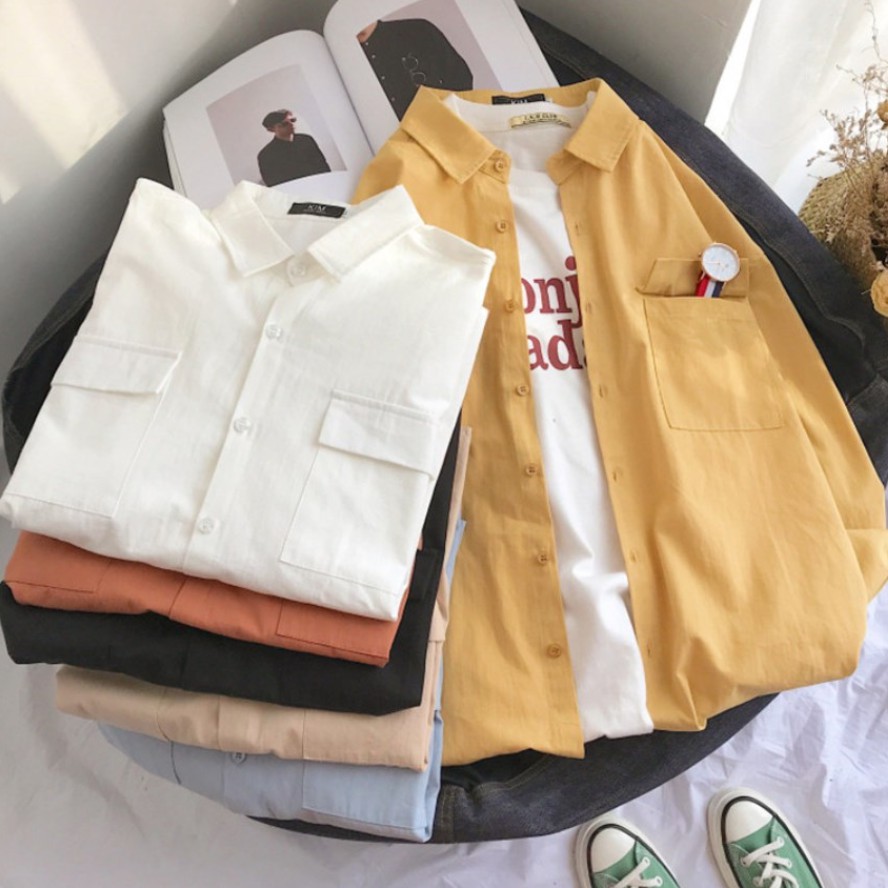 Áo Sơ Mi Dài Tay Unisex Form Rộng Nhiều Màu Siêu Hot (SP4) | BigBuy360 - bigbuy360.vn