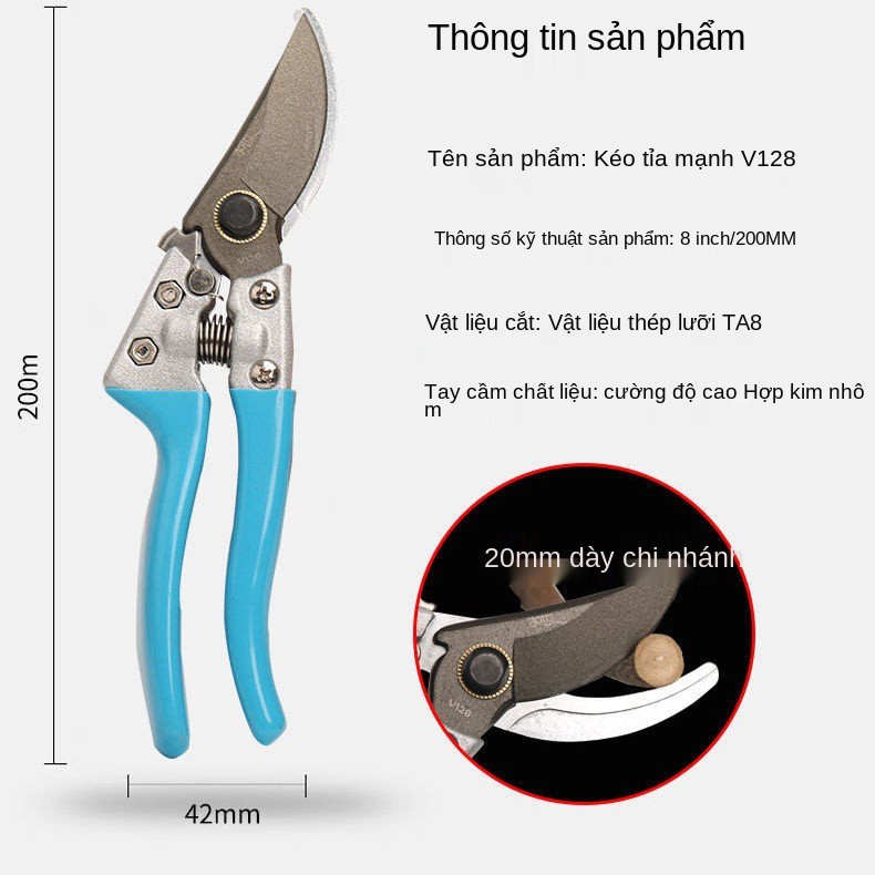 Kéo cắt tỉa cành nhập khẩu Đức, cây ăn quả dày cành, dụng cụ làm vườn bằng thép,