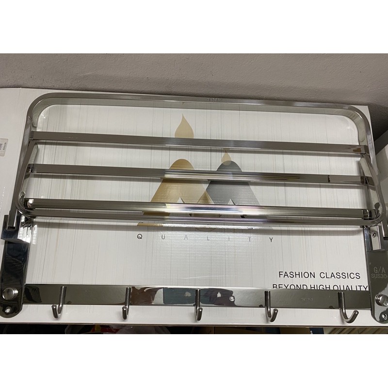 Vắt khăn cao cấp inox 304 chân đặc, nang vuông(kèm miếng dán không phải khoan tường)