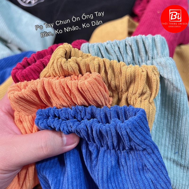 AK72_Áo Khoác Nhung Tăm Dáng Lửng Tay Cánh Dơi Thêu Chữ L.V Tay và Lai Áo Bo Chun