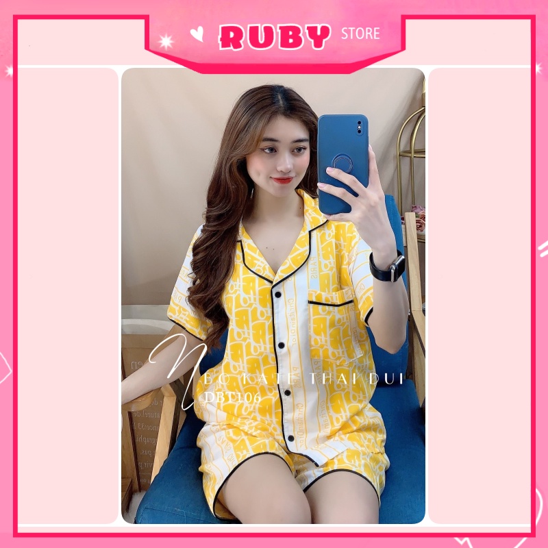 [Phom 60KG] Đồ bộ pijama nữ mặc nhà tay ngắn quần đùi chất kate thái mềm mịn đẹp ❤ Rubystorevn