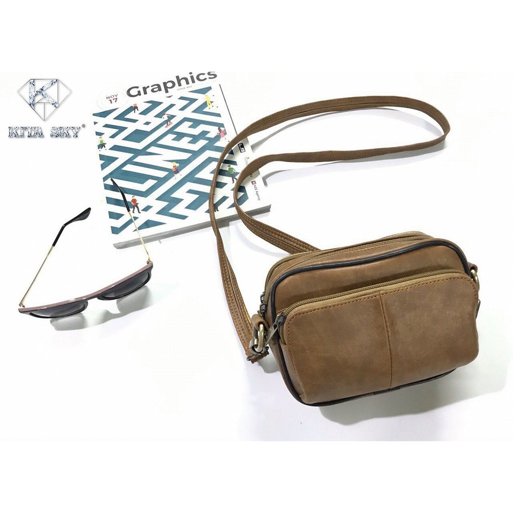 Túi đeo ngang hông nam nữ unisex, túi thời trang phong cách vintage lịch lãm, KITA BAGS