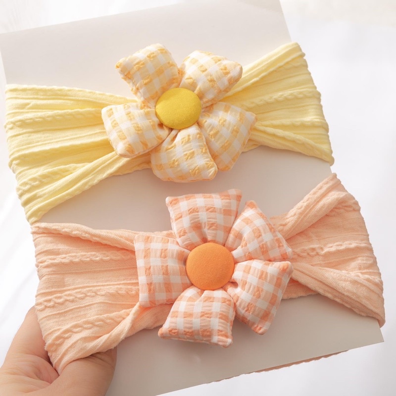Turban vải mềm bản to nơ phồng cho bé gái