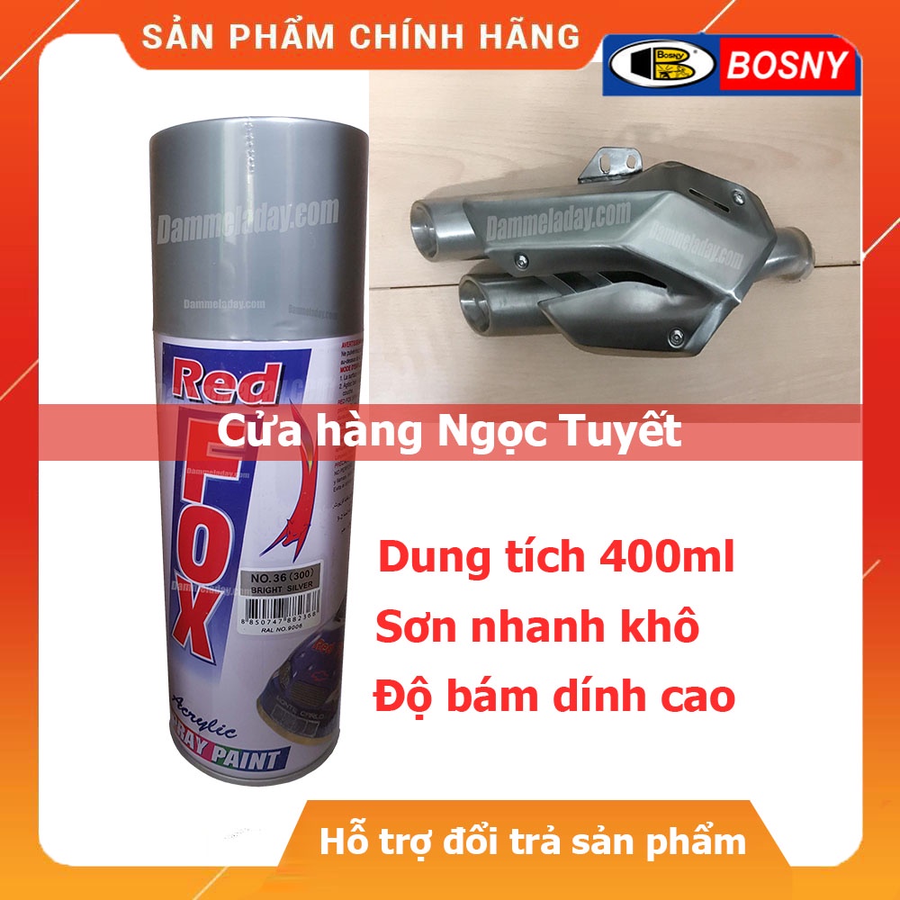 sơn xịt màu bạc( 300) redfox, sơn ô tô, xe máy dung tích 400ml - nhập khẩu Thái Lan