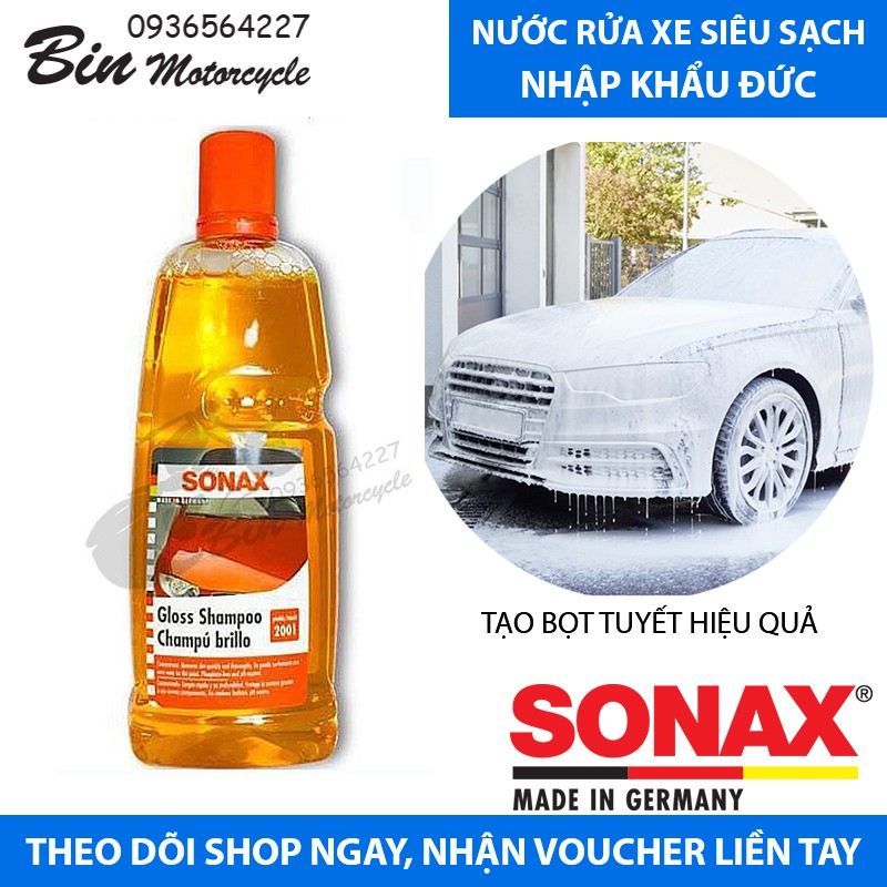 NƯỚC RỬA XE SẠCH SÁNG BÓNG SONAX - DUNG DỊCH RỬA XE GLOSS SHAMPOO 1L NHẬP KHẨU ĐỨC