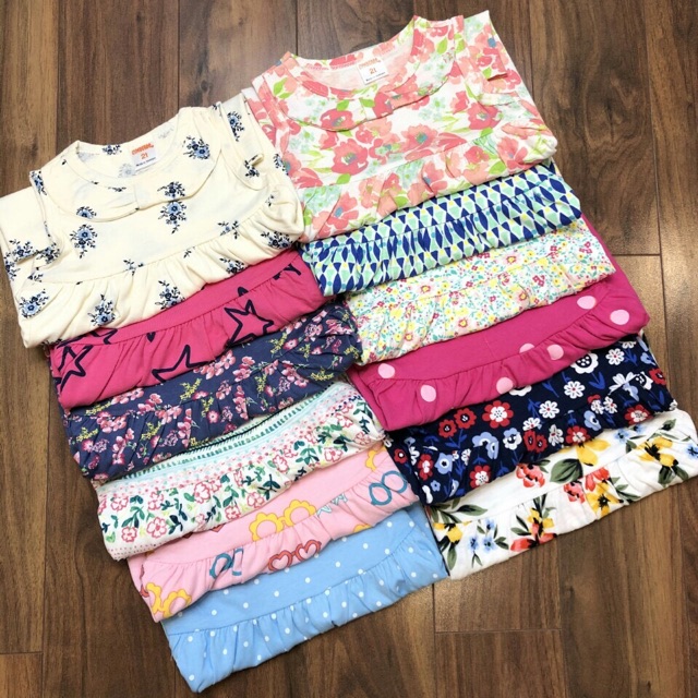 Váy cotton cổ sen bé gái màu ngẫu nhiên