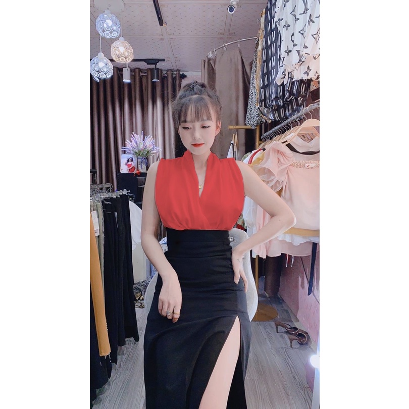 Set thiết kế áo lụa, chân váy bút chì xẻ tà cao cấp (S20) | BigBuy360 - bigbuy360.vn