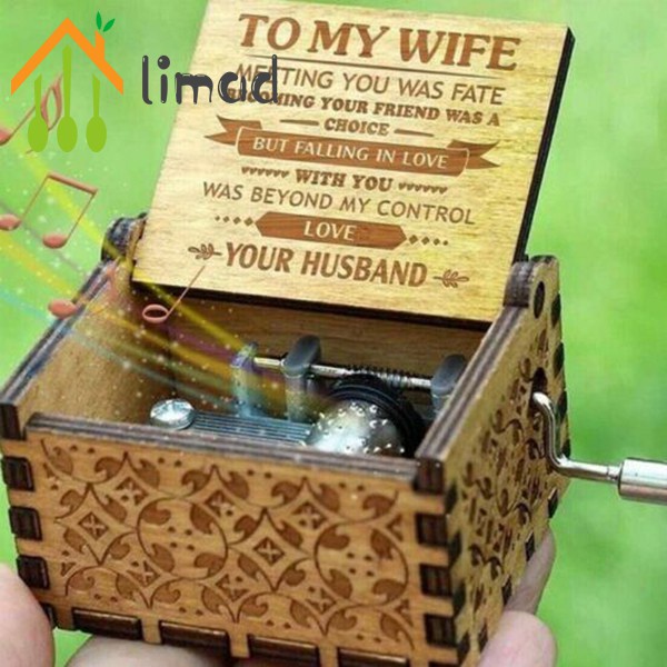 【COD】# limad To My Wife Engraved Wood Music Box Anniversary Valentines' Gifts