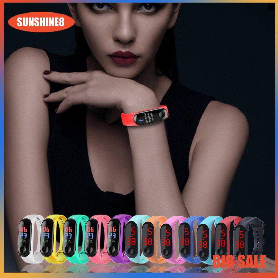 【SUN】Vòng đeo tay thông minh  Chống Nước Vòng đeo tay Đồng hồ kỹ thuật số Đồng hồ LED đỏ Khuyến mãi Quà tặng Đồng hồ đeo tay Đồng hồ đeo tay