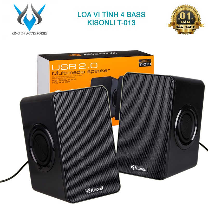 Loa vi tính 2.0 Kisonli T-013 tích hợp 4 BASS - thiết kế  (nhiều màu) Nhất Tín Computer