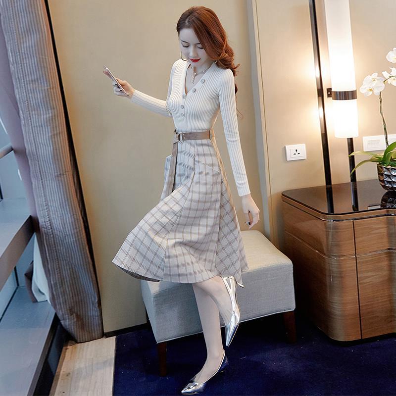 One-piece / suit Spring, Autumn and Winter 2021 New female Autumn Internet Celebrity Goddess chic Hong Kong style skirt