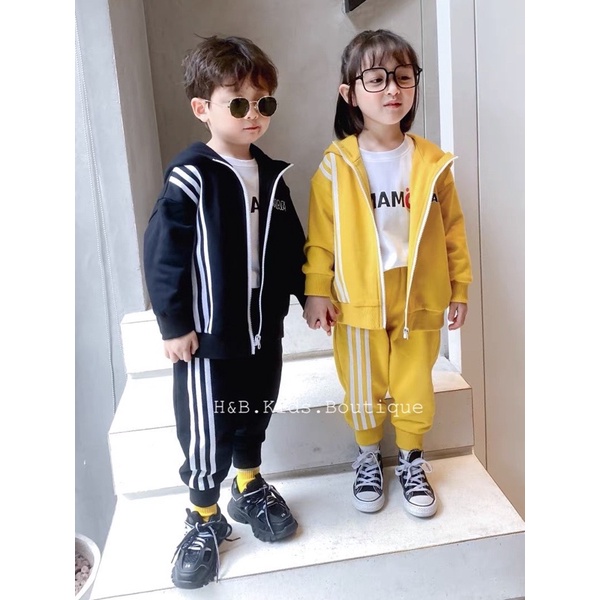 Bộ thể thao cho bé, hàng cao cấp giá tốt ️- Bộ Adidas thể thao nỉ da cá cao cấp cho bé K076