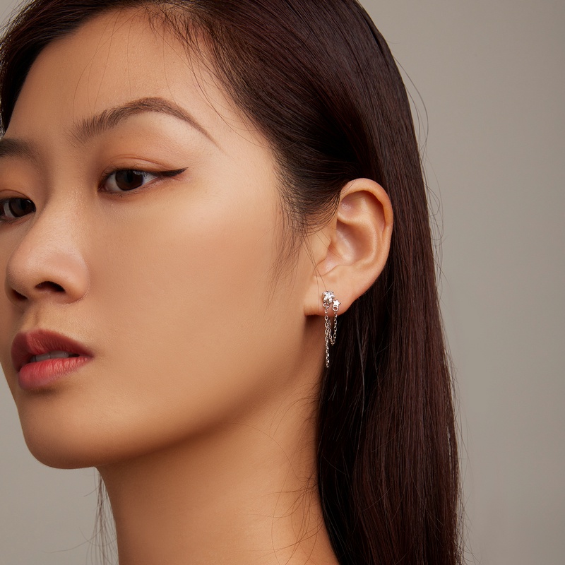 BAMOER Bông Tai bạc 925 HìNh Ngôi Sao ThờI Trang