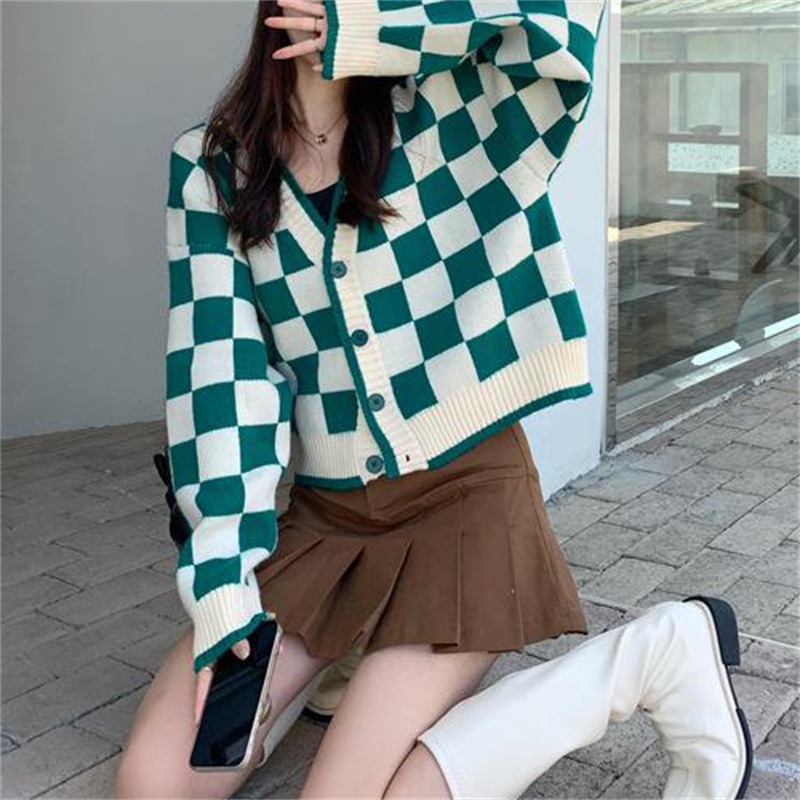 Áo khoác dáng ngắn IELGY phối màu sắc tương phản phong cách Hàn Quốc cho nữ