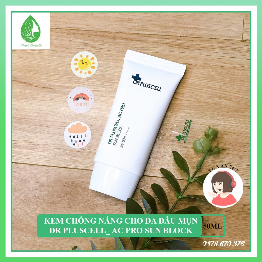 [Mã 253FMCGSALE giảm 8% đơn 500K] [HÀNG HIỆU] Kem chống nắng cho da dầu mụn Dr Pluscell_ Ac pro sun block spf 50+, Pa+++