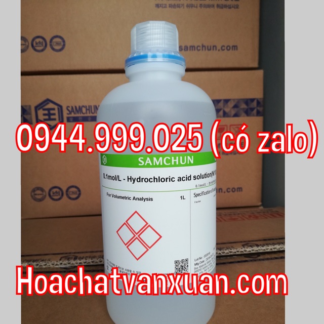 Dung dịch chuẩn độ 0.1mol/L Hydrochloric aci.d N/10 HCl 0.1N Samchun Hàn Quốc chai 1 lít H0416 dung dịch chuẩn