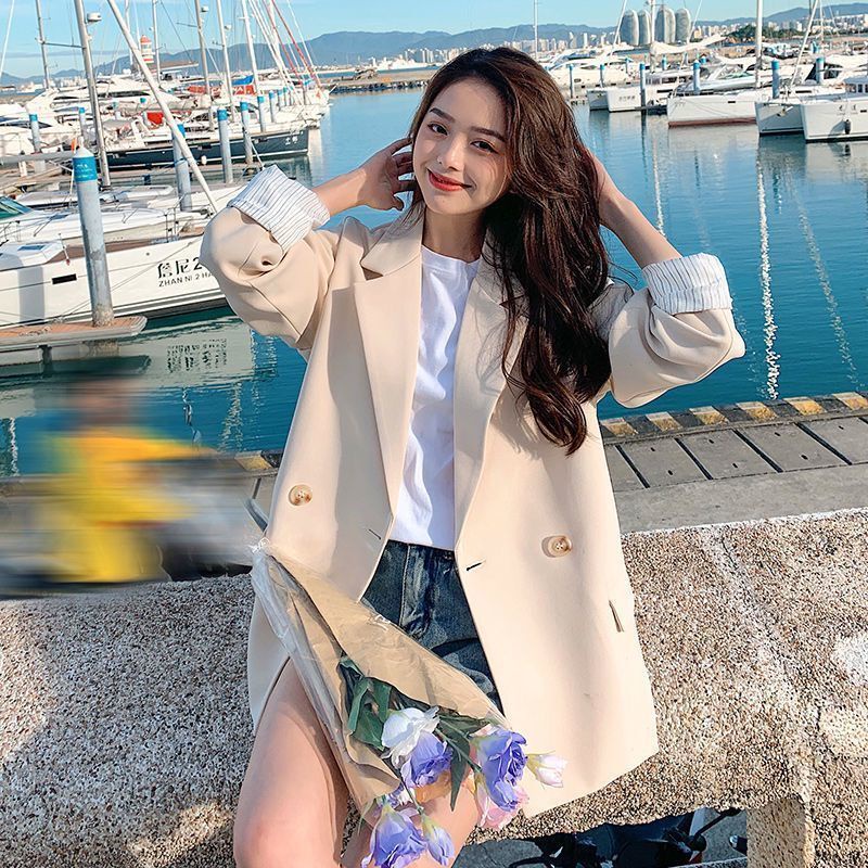 Áo khoác blazer dạng vest màu trắng thiết kế mới lạ phong cách Hàn Quốc hợp mùa thu đông cho nữ