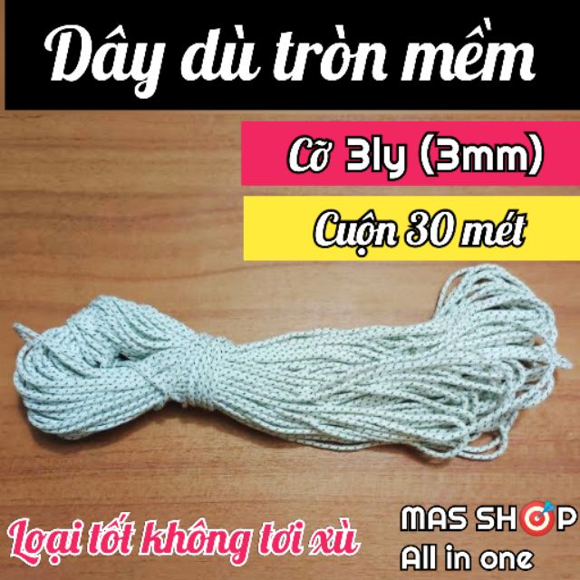 Dây dù tròn loại nhỏ 3mm, cuộn ~ 30m3