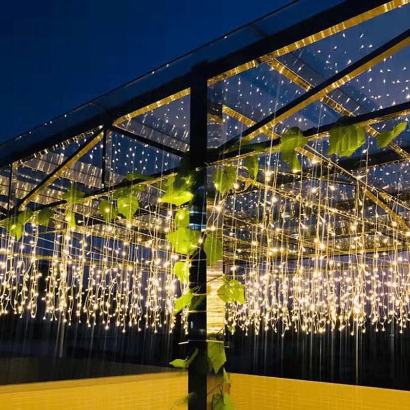 Đèn Thả Trang Trí Cao Cấp 12 60 Sợi - Đèn Nháy Mành Trang Trí Nhà, Đèn Rèm Ban Công, Quán Cafe, Sân Vườn
